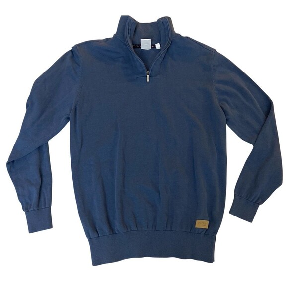 Oscar de la Renta Men’s Sweater XL Blue Half Zip Pullover Cotton Knit Casual - Picture 2 of 7